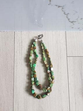 Jay King DTR Two Stranded Layered Green Turquoise Necklace 925 Sterling